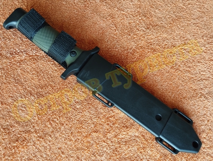 Охотничий тактический нож Columbia 2428B хаки с пластиковым чехлом 30см, numer zdjęcia 11