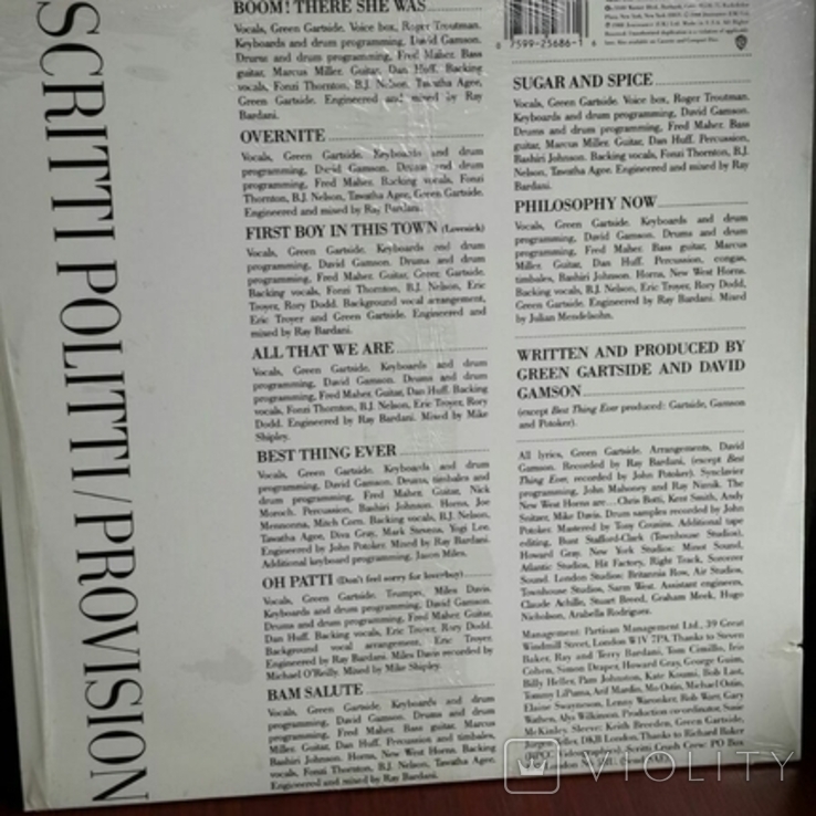Пластинка Scritti Politti - Provision Производство США Альтернативный Рок, фото №5