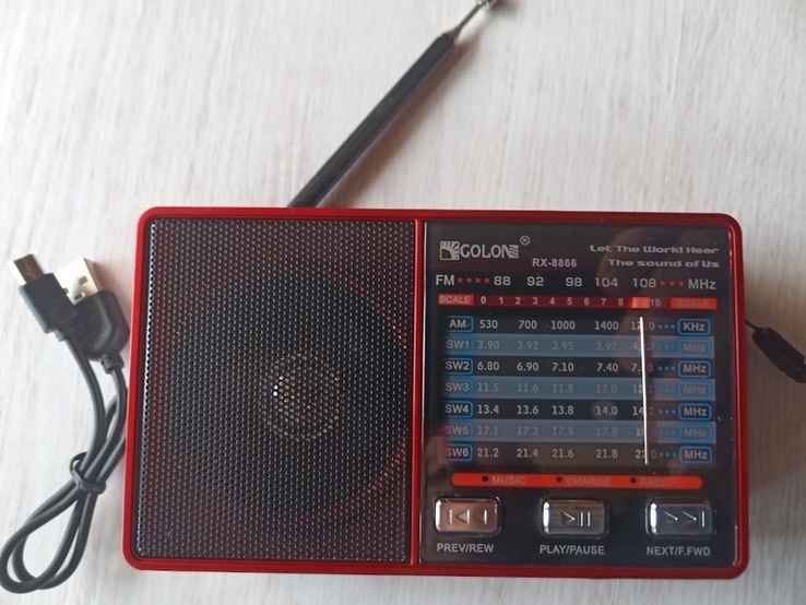 Компактный радиоприемник фонарик ФМ приемник на батарейках АА или батарея BL-5C USB MP3 Go, фото №3