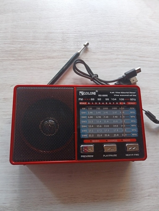 Компактный радиоприемник фонарик ФМ приемник на батарейках АА или батарея BL-5C USB MP3 Go, фото №6