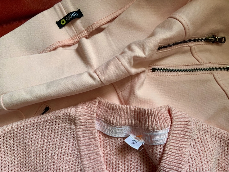Комплект розовый новый: леггинсы, пуловер вязаный, р.S, фото №5