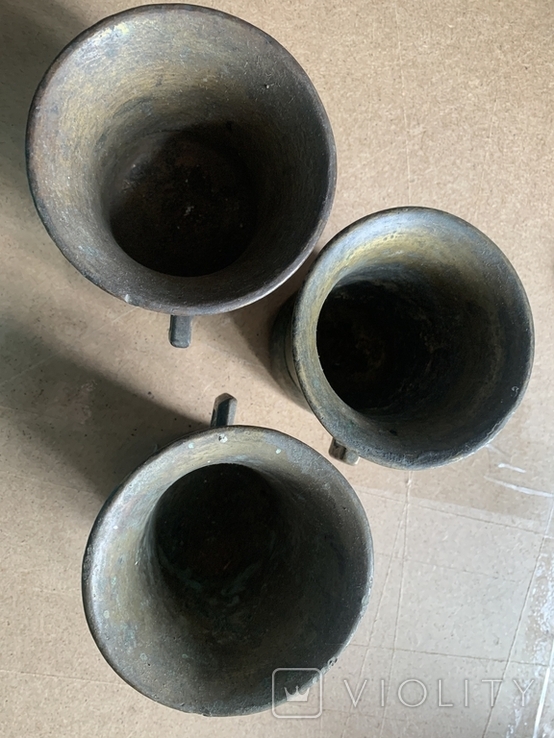 Three mortars with handles without pestles, photo number 6