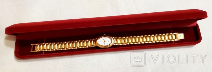 Romanson watch in 23k gilding on a bracelet in a case with a Swiss movement, photo number 3