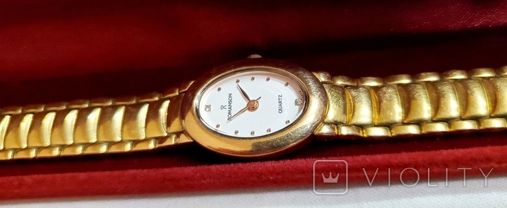 Romanson watch in 23k gilding on a bracelet in a case with a Swiss movement, photo number 4