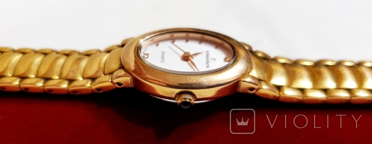 Romanson watch in 23k gilding on a bracelet in a case with a Swiss movement, photo number 7