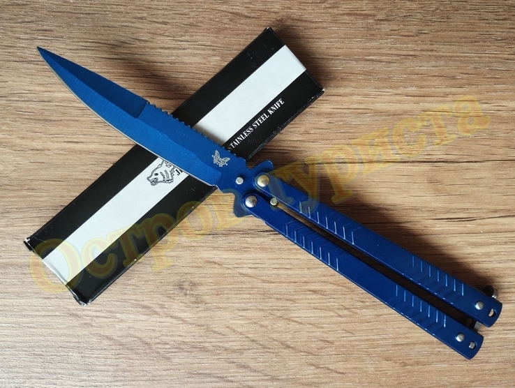 Нож-балисонг Синий металлик (нож-бабочка), фото №3