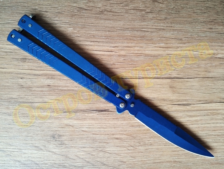 Нож-балисонг Синий металлик (нож-бабочка), фото №5