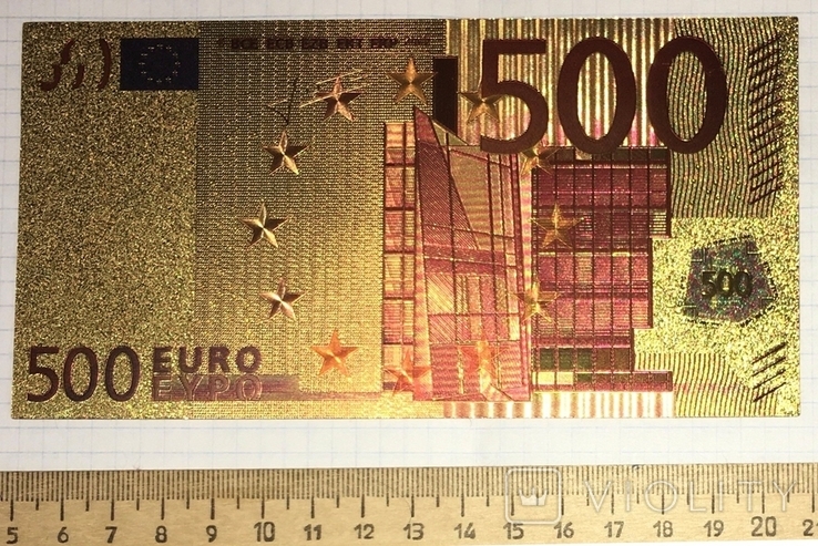 Gold-plated souvenir banknote 500 Euro in a security file, envelope / souvenir, photo number 8