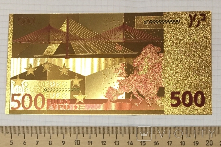 Gold-plated souvenir banknote 500 Euro in a security file, envelope / souvenir, photo number 10