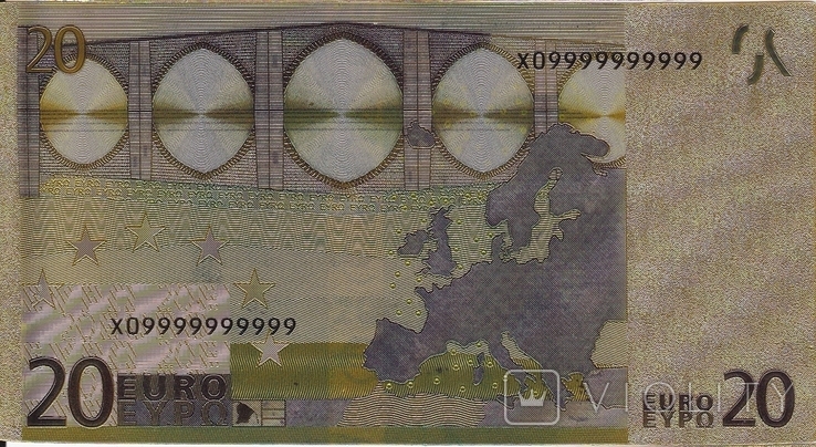 Gold souvenir banknote 20 Euro (24K) in a security file + certificate / souvenir, photo number 13