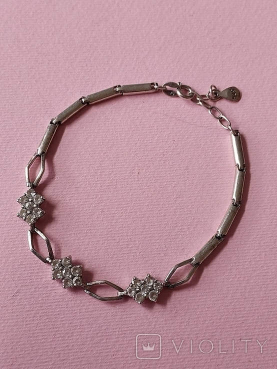 Bracelet with cubic zirconia, silver 925, Italy.