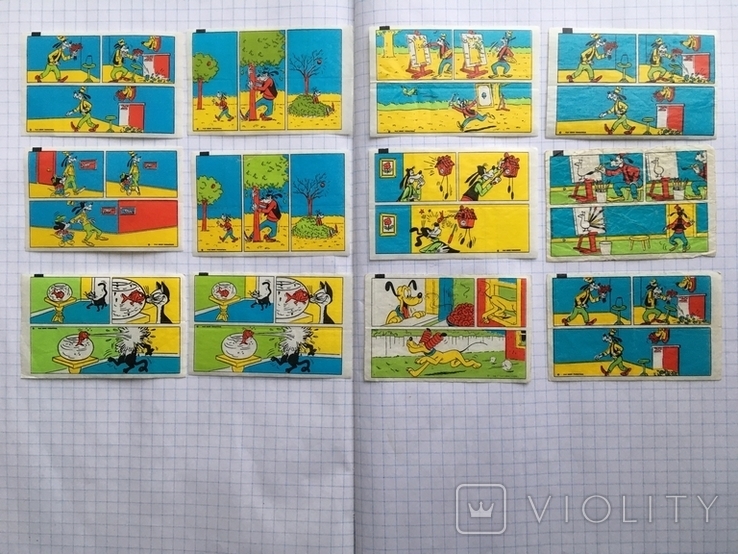 Вкладыши из под жевательной резинки Дональд Donald Duck плуто 12 шт. в комплекте, фото №2