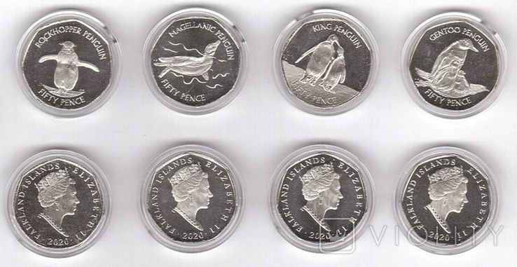 Falkland Islands - set of 4 coins x 50 Pence 2020 capsules