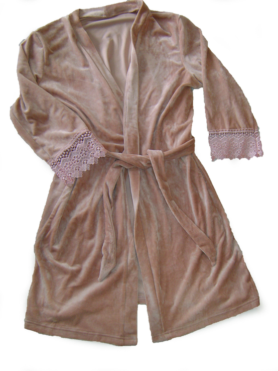 Женский велюровый комплект для дома 4в1 майка шорты штаны и халат (размер L), фото №5