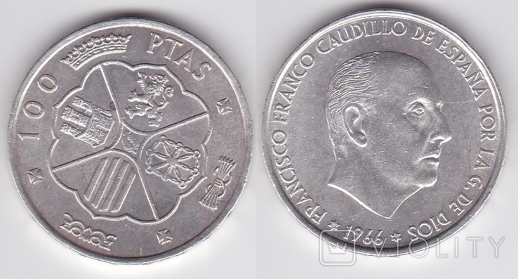 Spain Spain - 100 Ptas 1966 - X - Silver