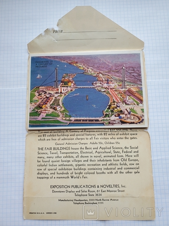 Envelope with views of buildings, World's Fair, Centuries of Progress, Chicago 1933, USA., photo number 5