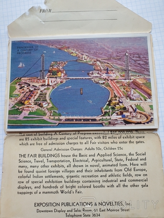 Envelope with views of buildings, World's Fair, Centuries of Progress, Chicago 1933, USA., photo number 11