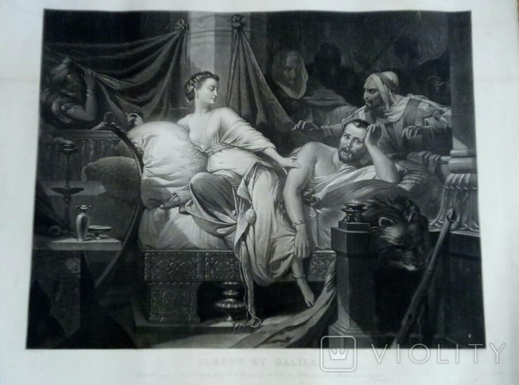 Гравюра, Самсон і Даліла 1860 роки, photo number 8