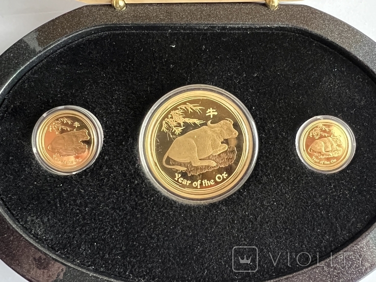 Набор золотых моне австралии Год Быка 2009 ПРУФ., фото №3
