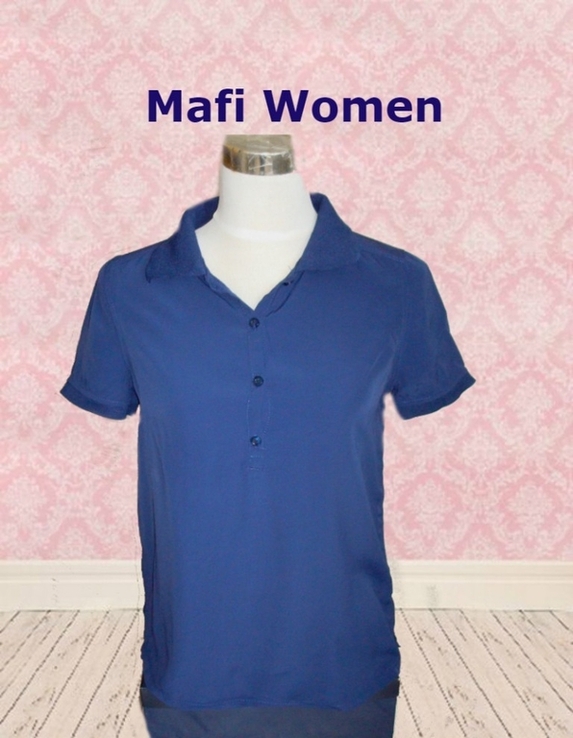 Mafi Women красивая женская футболка поло синяя вискоза S, photo number 3