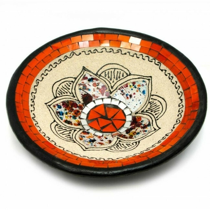 Блюдо глиняное с мозаикой Лотос