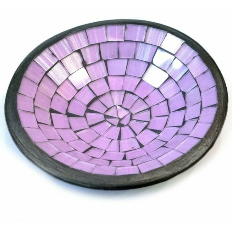 Блюдо терракотовое с фиолетовой мозаикой