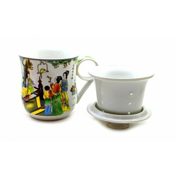 Чашка керамическая с ситом Девушки с попугаем, фото №3