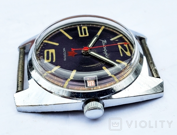 Commander's watch in chrome case 2234 movement blue dial ChCZ, USSR, photo number 3