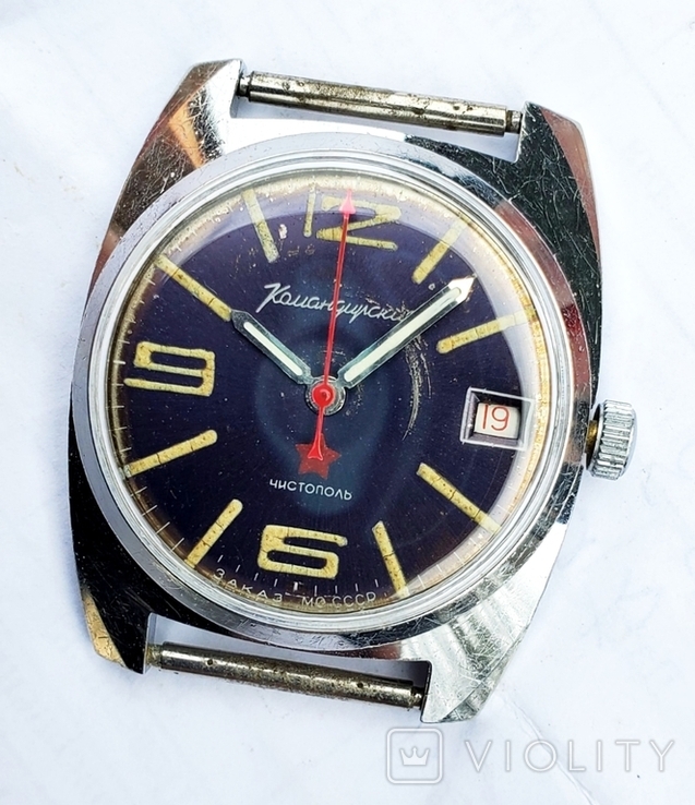 Commander's watch in chrome case 2234 movement blue dial ChCZ, USSR, photo number 4