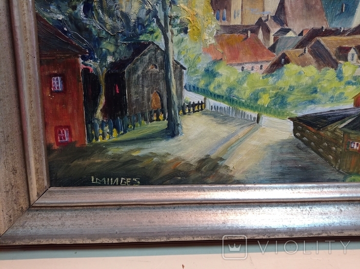 Antique painting City in the mountains. Rothenberg, oil, L., Germany., photo number 10