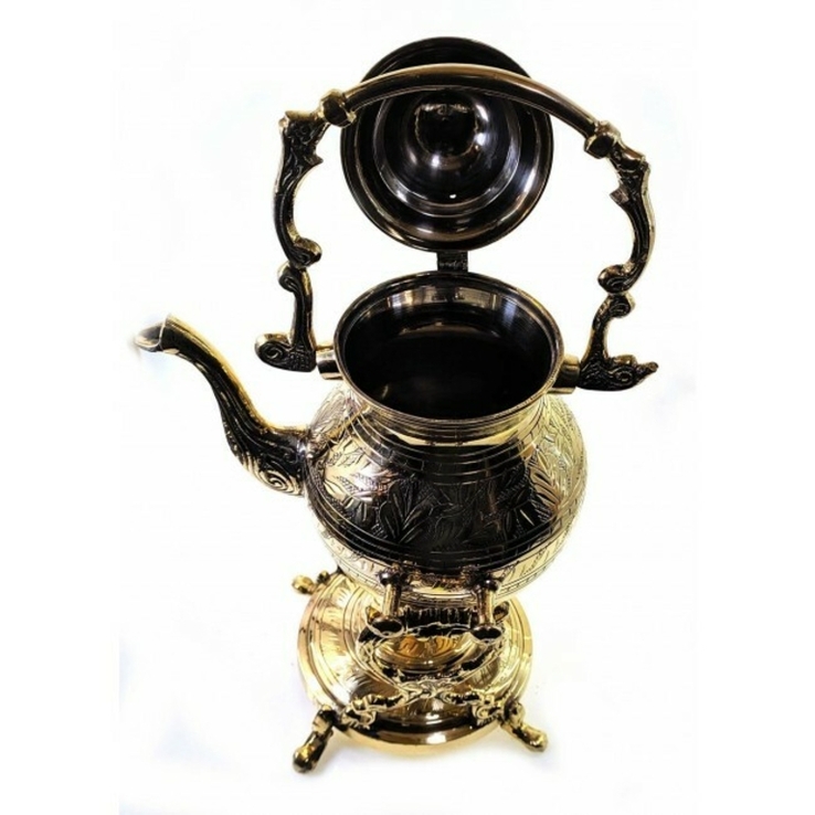 Чайник бронзовый с горелкой на подставке, фото №3
