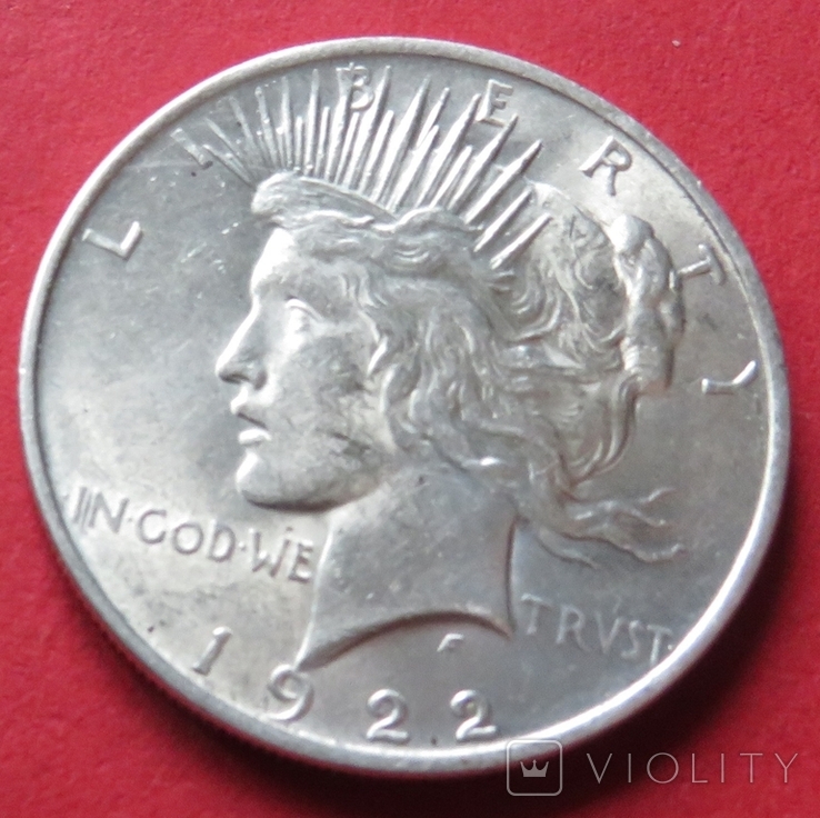 1 срібний долар 1922 року, фото №2