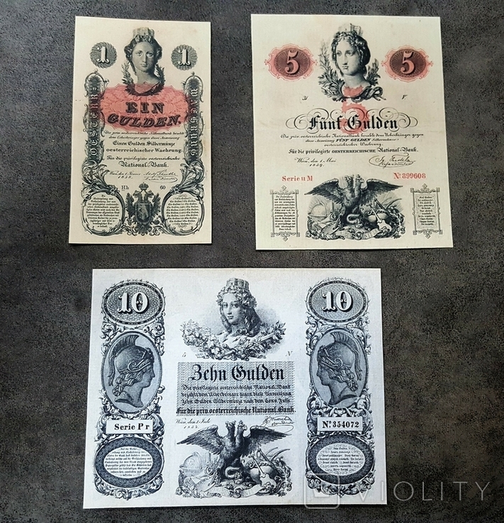 Якісні копії банкнот Австрії 1854-1858-1863 років, фото №4