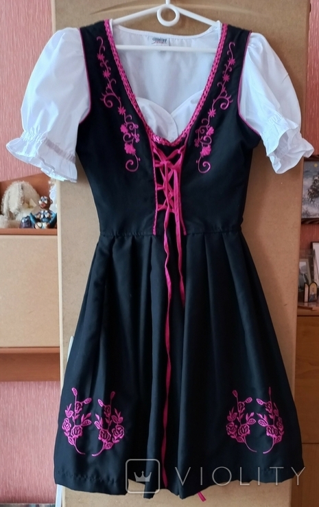 Октоберфест Черное платье размер 38 с белым топом, photo number 4