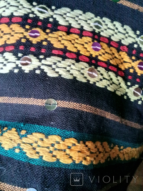 Ukrainian skirt with embroidery.Linen + cotton.Waist 68-100cm., photo number 6