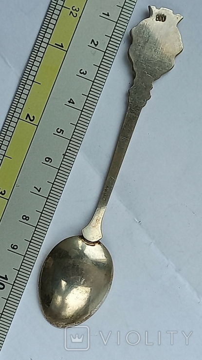 Souvenir spoon - Courmayeur resort, Italian Alps, silver, 11 grams, photo number 5