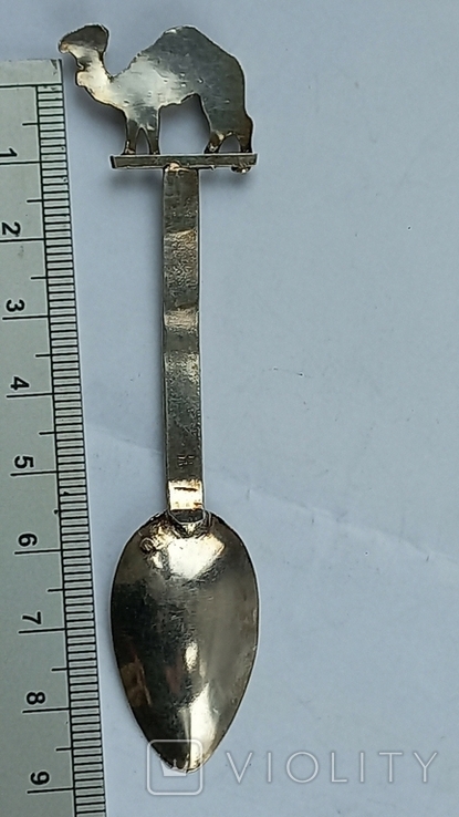 Souvenir coffee spoon with dromedary camel, silver, 6 grams, France, photo number 7