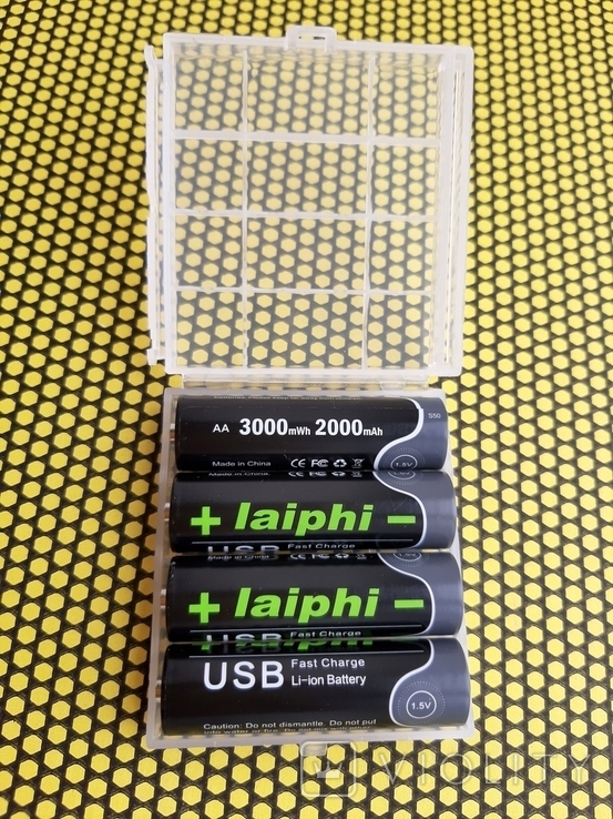 Аккумуляторы (4 шт.) Laiphi АА 2000mAh 1,5V Type-C + кабель, photo number 4