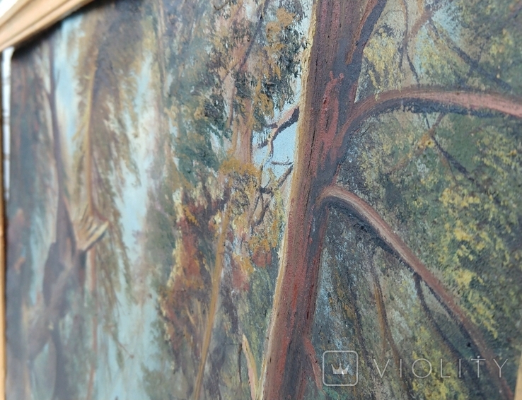 Велика стара картина И. Шишкин Утро в сосновом бору. Копия. 100х64 см., фото №3