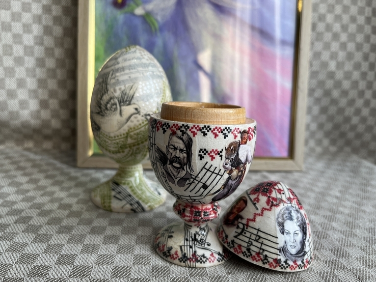 Яйце з Ліною Крстенко, 2 яйця з декупажем, шкатулка-яйце, фото №7