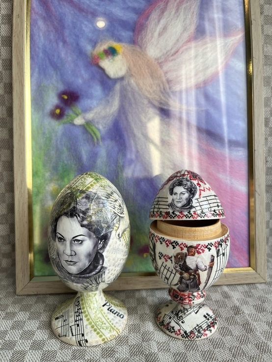 Яйце з Ліною Крстенко, 2 яйця з декупажем, шкатулка-яйце, фото №8