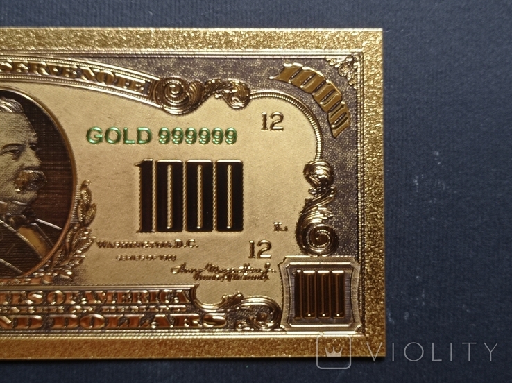 US Gold Souvenir Note 1000 dollars - 1000 dollars (sample 1928), photo number 6