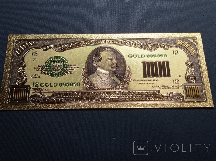 US Gold Souvenir Note 1000 dollars - 1000 dollars (sample 1928), photo number 7