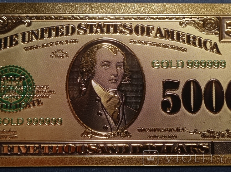 US Gold Souvenir Note 5000 dollars - 5000 dollars (sample 1928), photo number 5