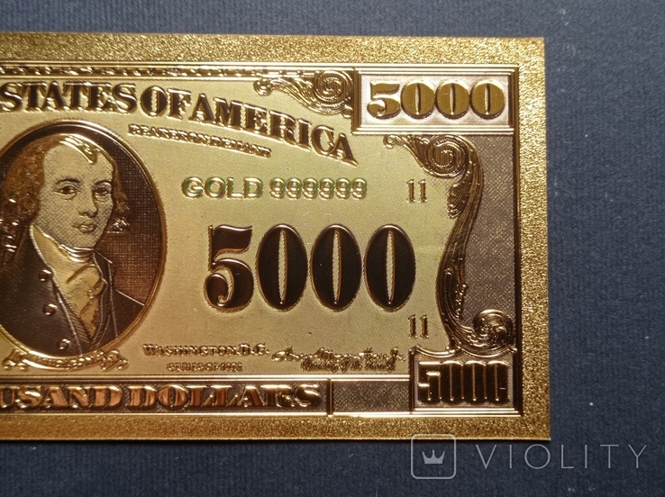 US Gold Souvenir Note 5000 dollars - 5000 dollars (sample 1928), photo number 6