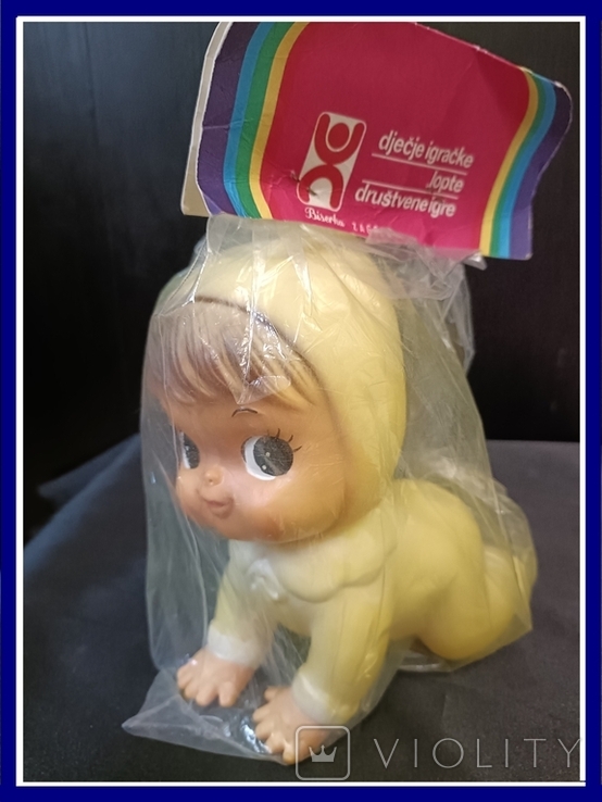Vintage rubber baby doll/doll with a squeaker, Yugoslavia, packed, 1960s, photo number 2