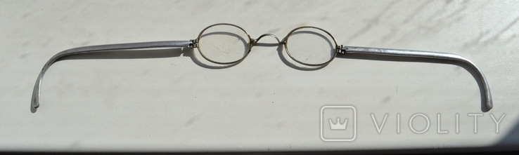 Pince-nez. Antique aluminum glasses. Pre-revolutionary or 1930-50s Diameter 4x3 cm., photo number 2