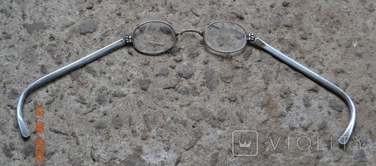 Pince-nez. Antique aluminum glasses. Pre-revolutionary or 1930-50s Diameter 4x3 cm., photo number 6