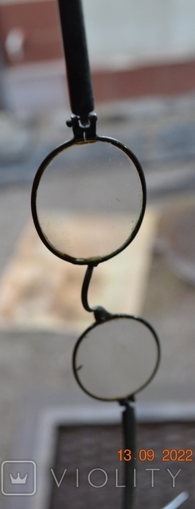 Pince-nez. Antique aluminum glasses. Pre-revolutionary or 1930-50s Diameter 4x3 cm., photo number 8