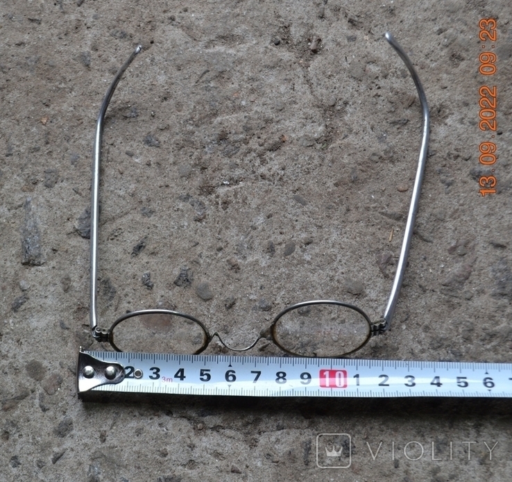 Pince-nez. Antique aluminum glasses. Pre-revolutionary or 1930-50s Diameter 4x3 cm., photo number 12